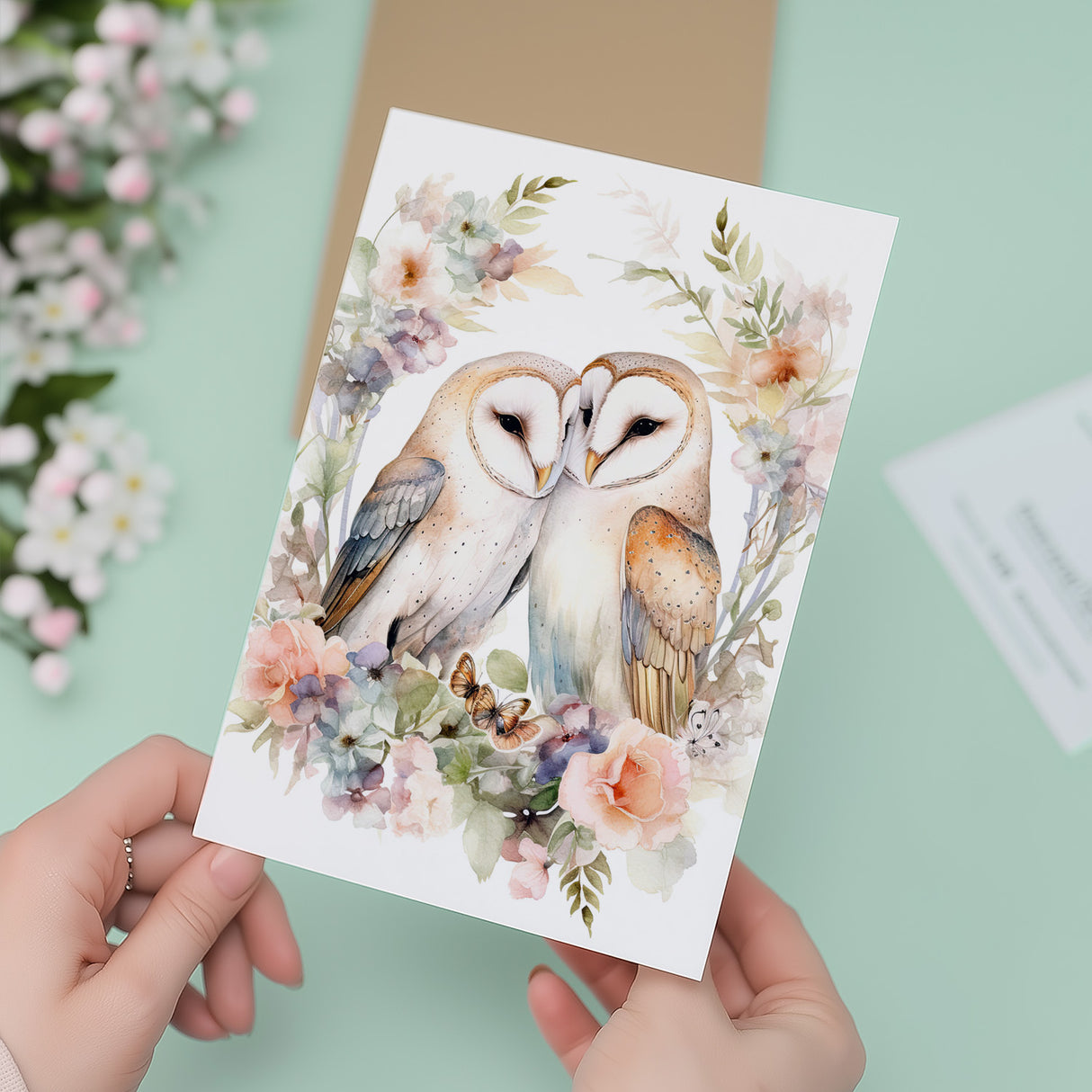 Anniversary Wedding Card for Husband Wife Couple Owl Engagement Card