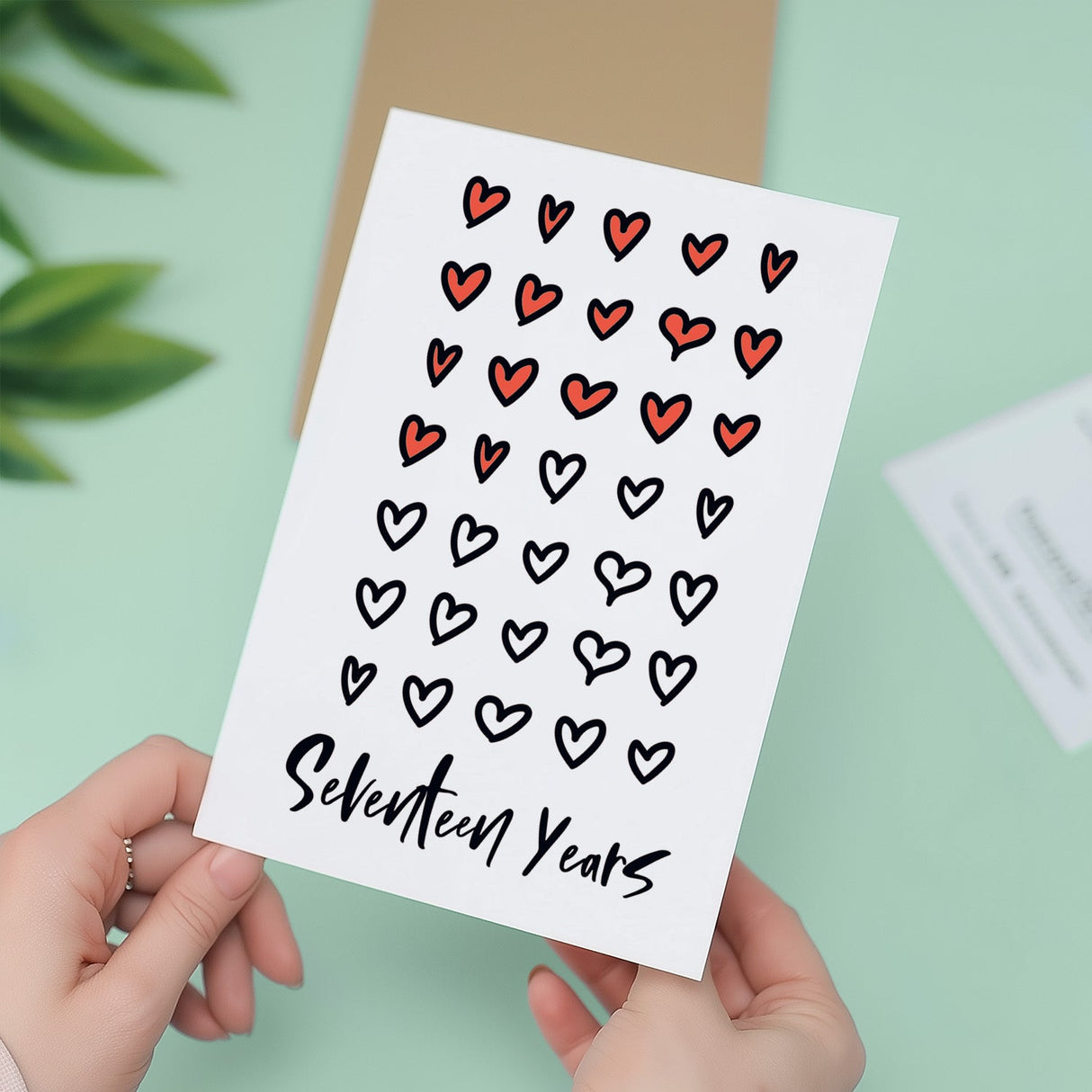 17th Wedding Anniversary Card for Wife Husband Boyfriend Girlfriend Seventeen