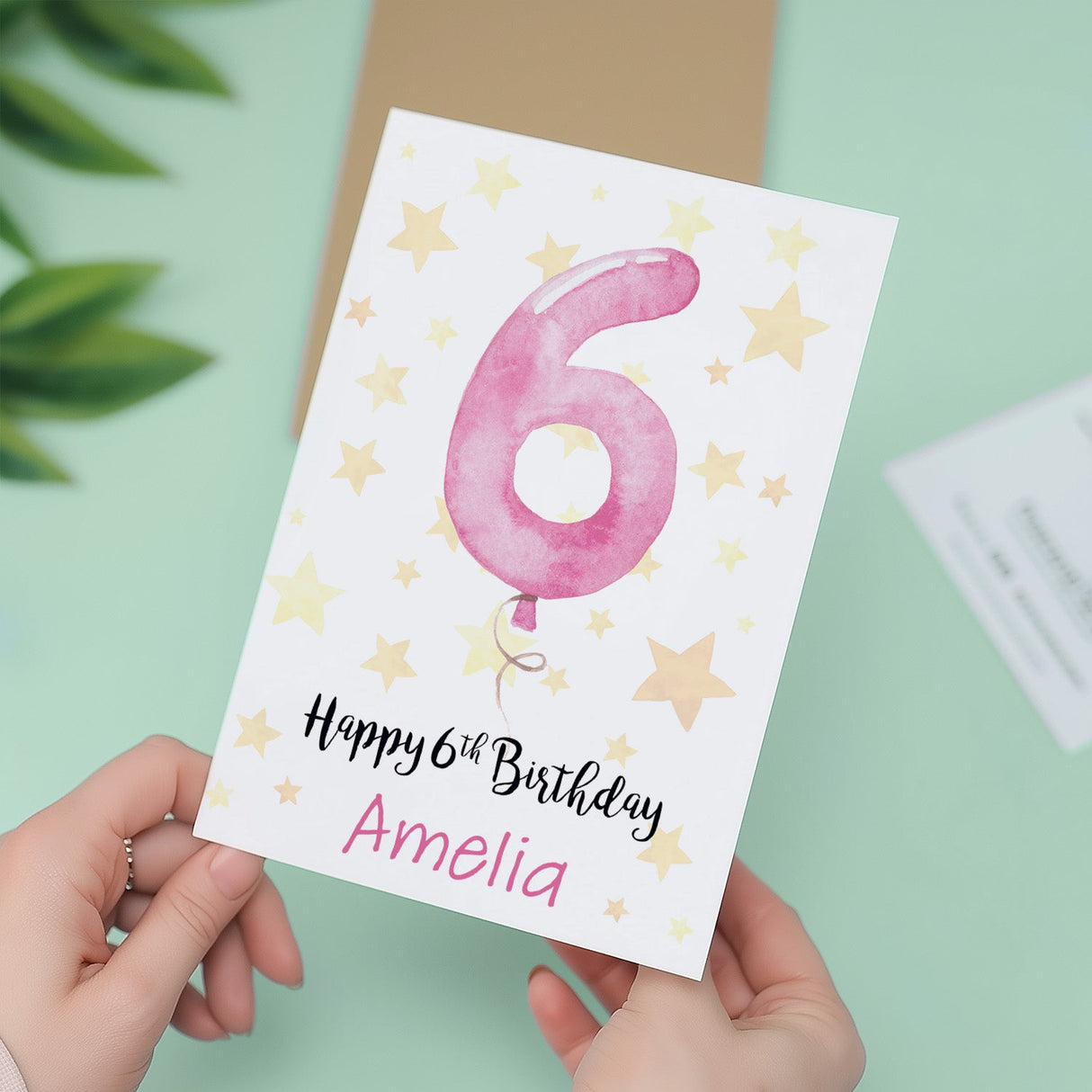 Personalisable Girl 6th Birthday Card Custom Name Child Girl Sixth Birthday Card