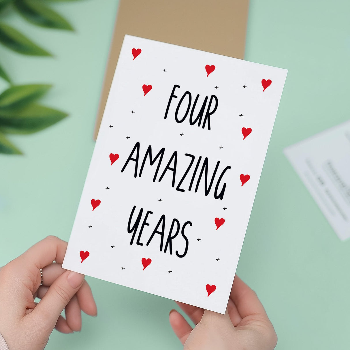 4 Year Wedding Anniversary Card for Wife Husband Boyfriend Girlfriend