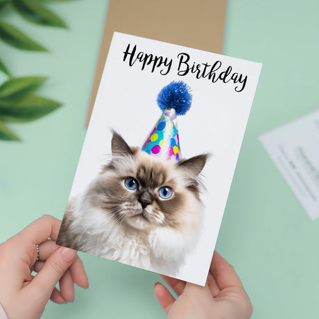 Birthday Card for Her Him Friend Mum Dad Sister Brother Ragdoll Cat Fun Card