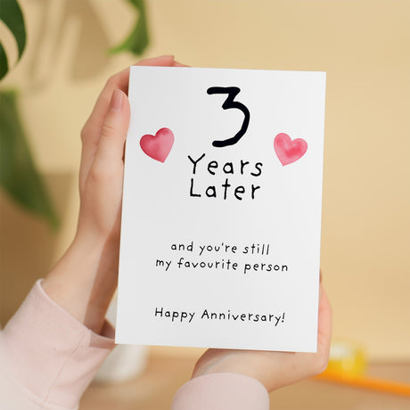 3rd Wedding Anniversary Card for Wife Husband Boyfriend Girlfriend Year Three