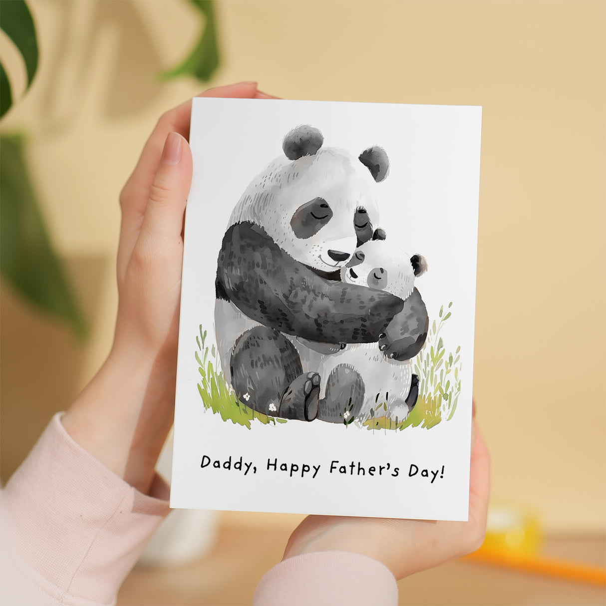 Fathers Day Card Cute Panda Bear Cub Gift for Dad from Child