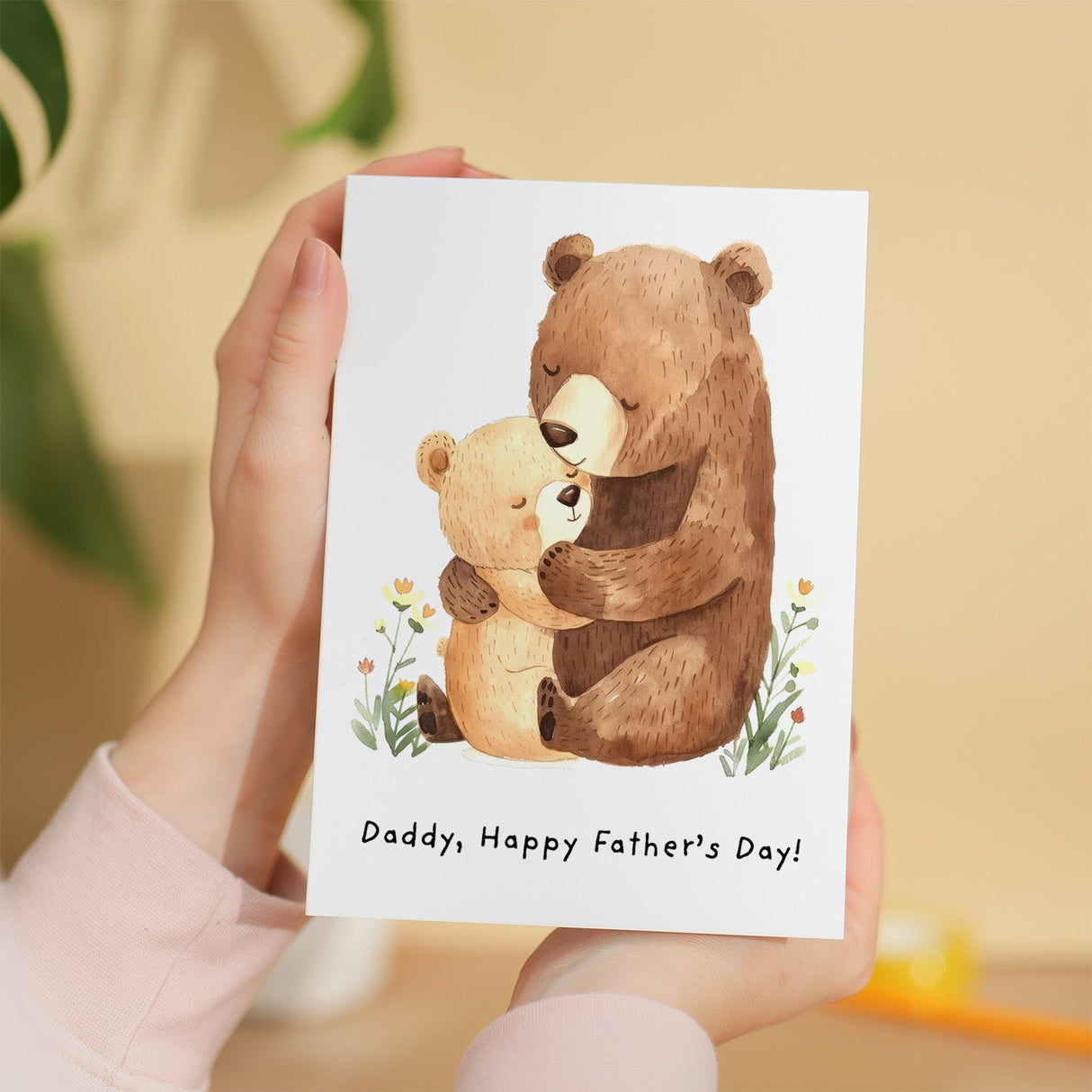 Fathers Day Card Cute Bear Cub Illustration Gift From Child For Dad