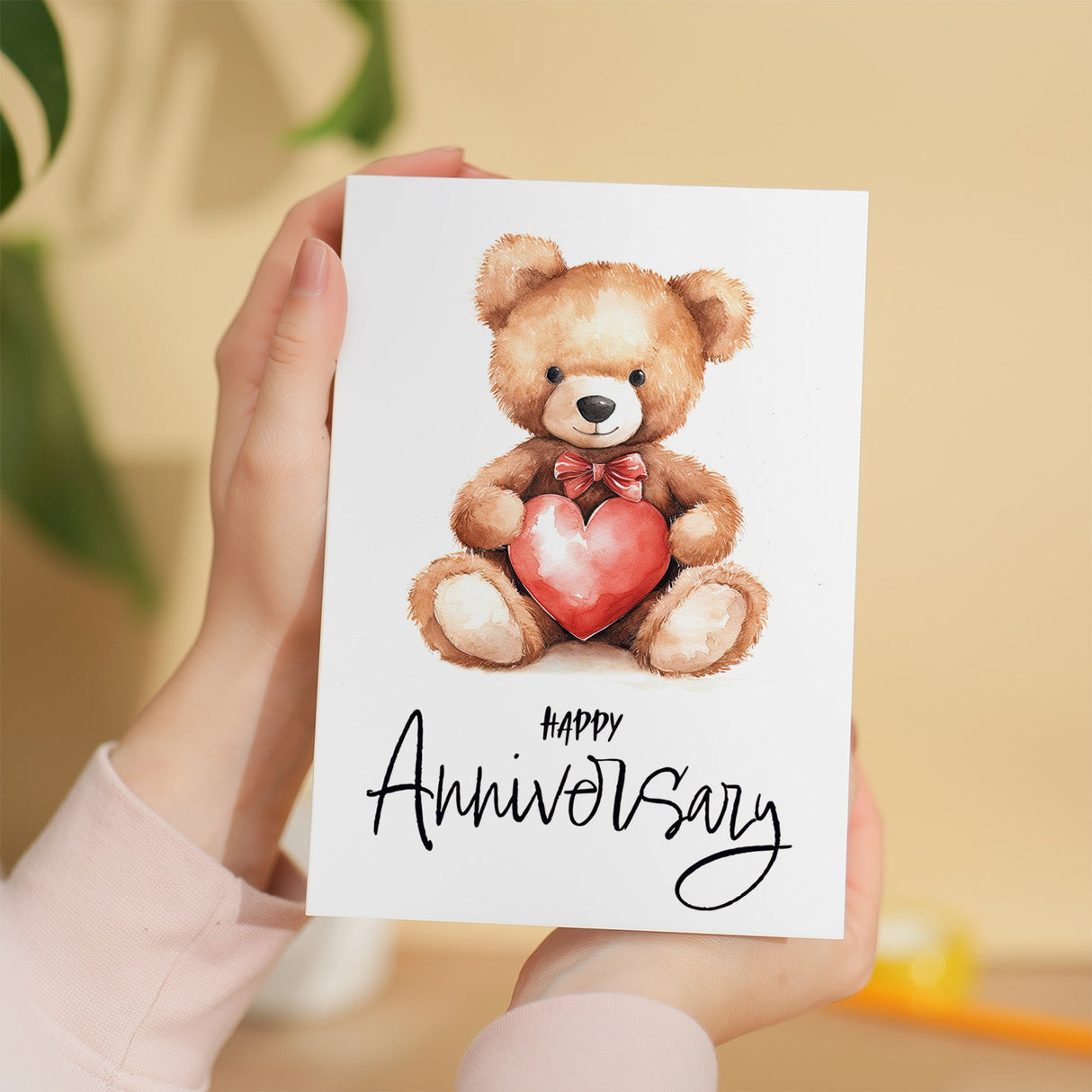 Anniversary Card Wife Husband Girlfriend Boyfriend Teddy Bear Love Heart