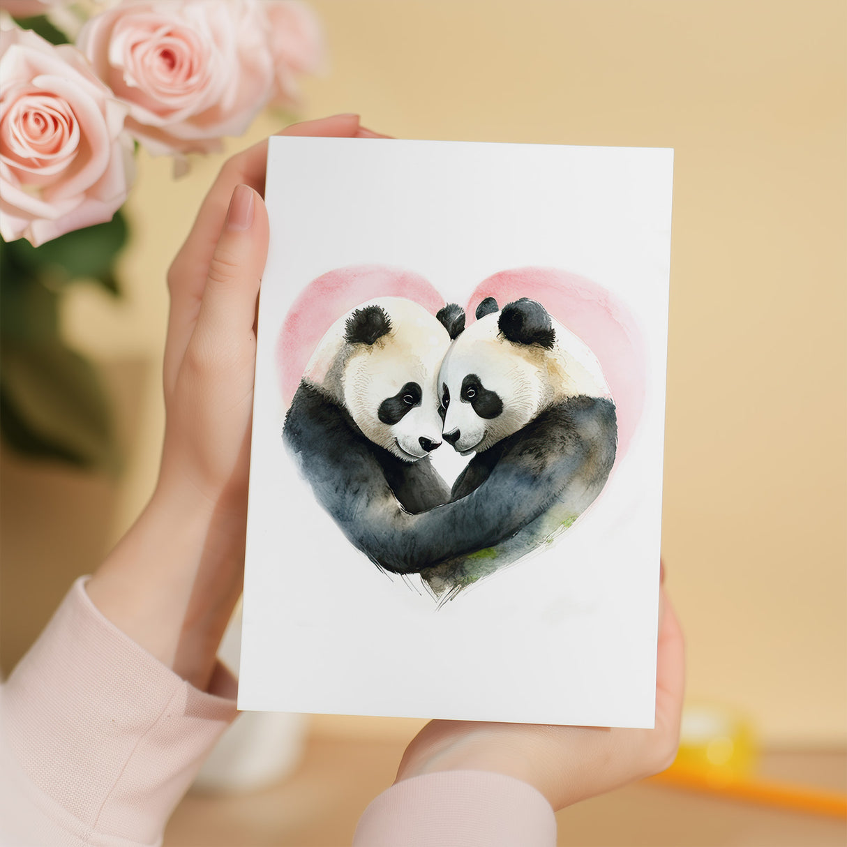 Anniversary Valentines Card for Wife Husband Boyfriend Girlfriend Cute Pandas