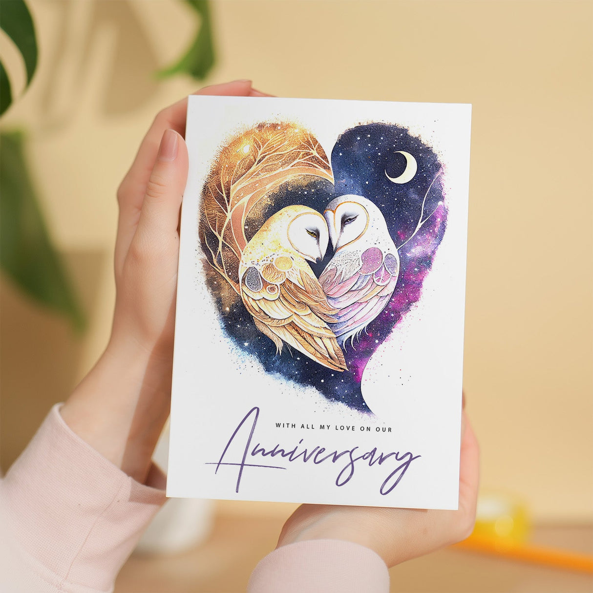 Anniversary Card Love Heart Owls for Wife Husband Boyfriend Girlfriend