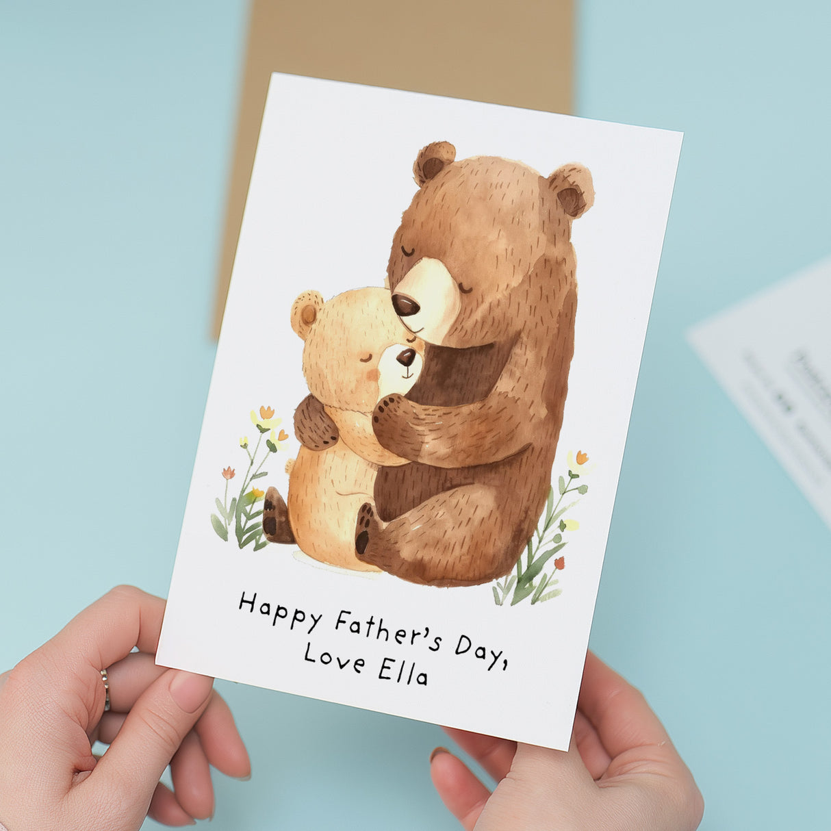 Fathers Day Card for Dad Cute Bear Cub Personalised Gift from Child