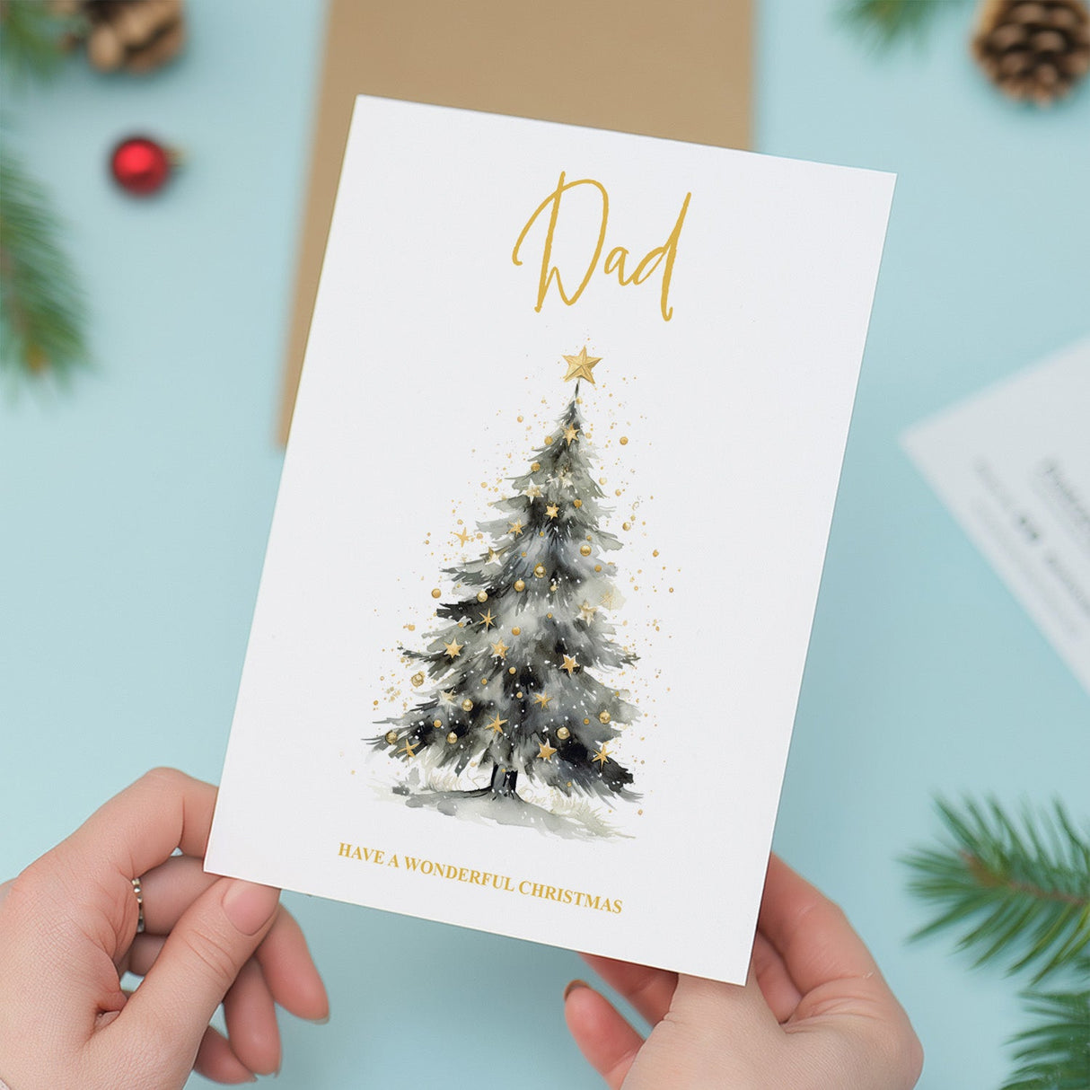 Luxury Christmas Card for Dad with Christmas Tree for Loved One Xmas Him