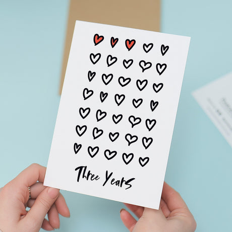 3rd Wedding Anniversary Card Wife Husband Boyfriend Girlfriend Three Year Card