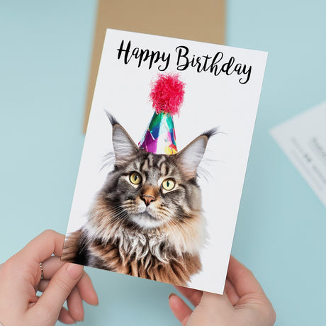 Birthday Card for Her Him Friend Mum Dad Sister Brother Mainecoon Cat Fun Card