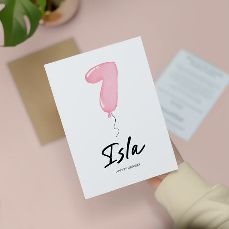 Personalised 7th Birthday Card For Girl Happy 7th Birthday