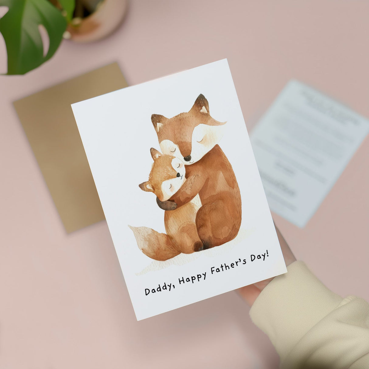 Fathers Day Card Cute Fox Cub Illustration Gift From Child For Dad