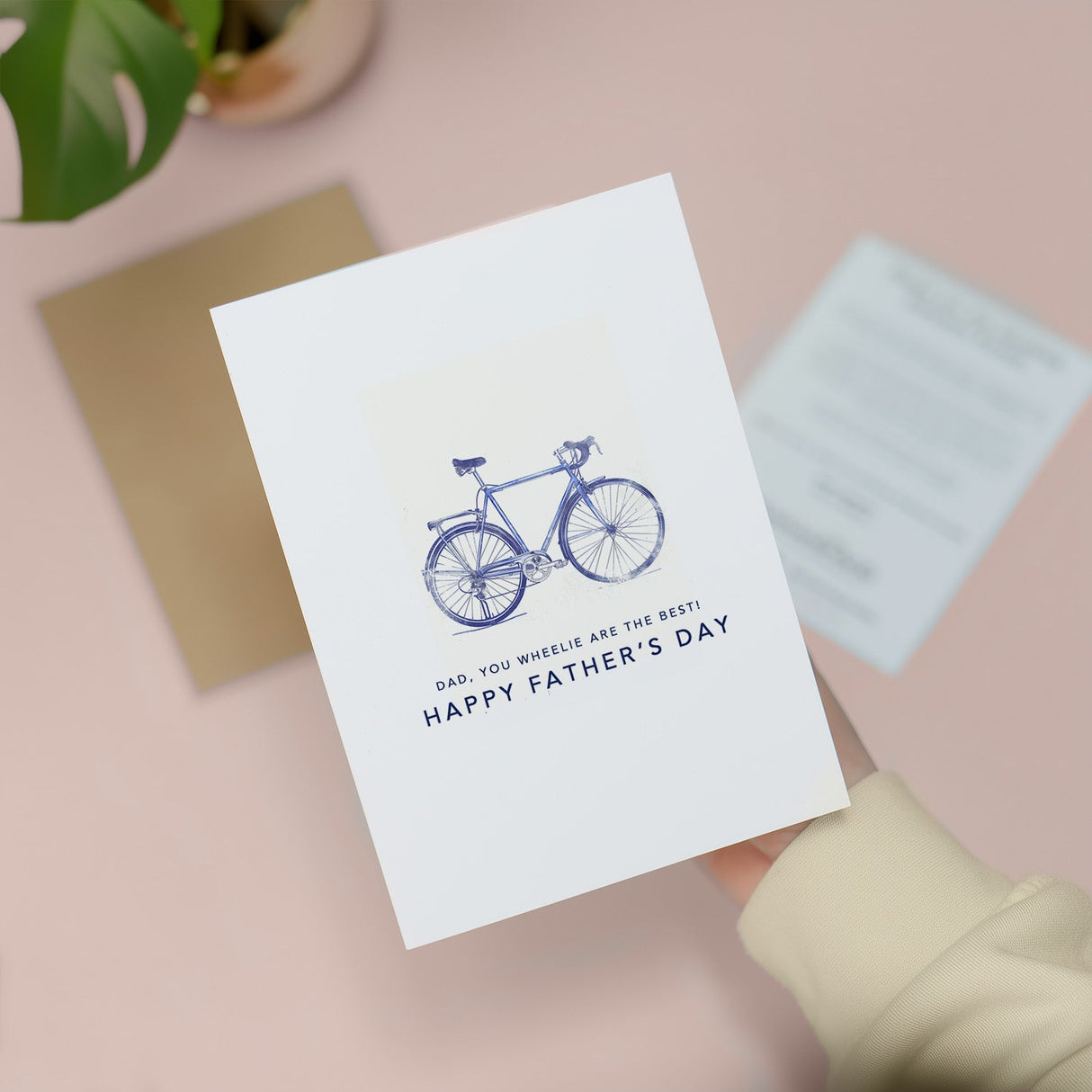 Fathers Day Card Bicycle Illustration Best Dad Gift Wheelie Great