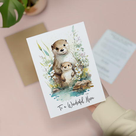 Birthday Card Or Mothers Day Card Otter Illustration Gift For Her