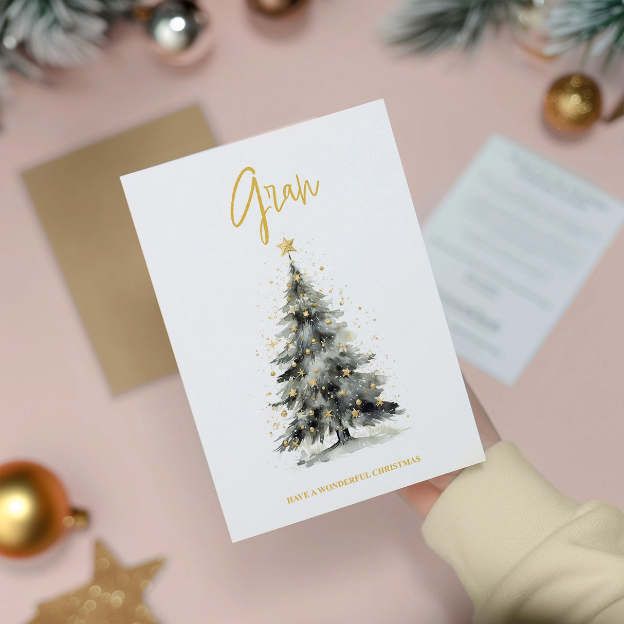 Luxury Christmas Card for Gran Xmas Tree Card for Her Loved One