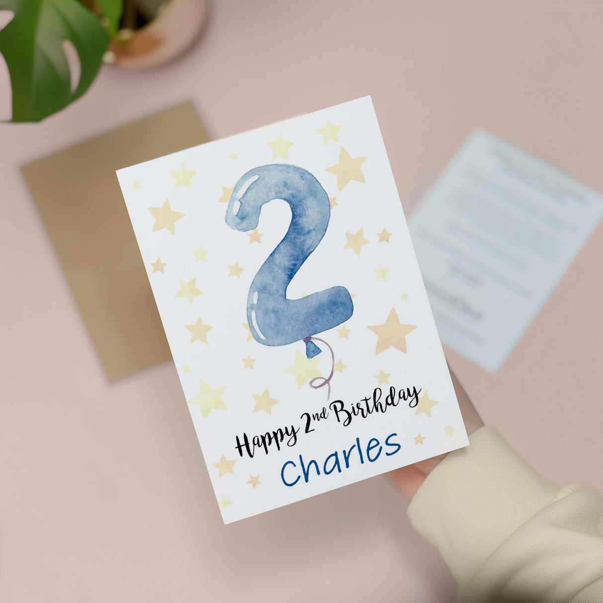 Customisable 2nd Birthday Card Boy Personalised Name Baby Boy Second Birthday