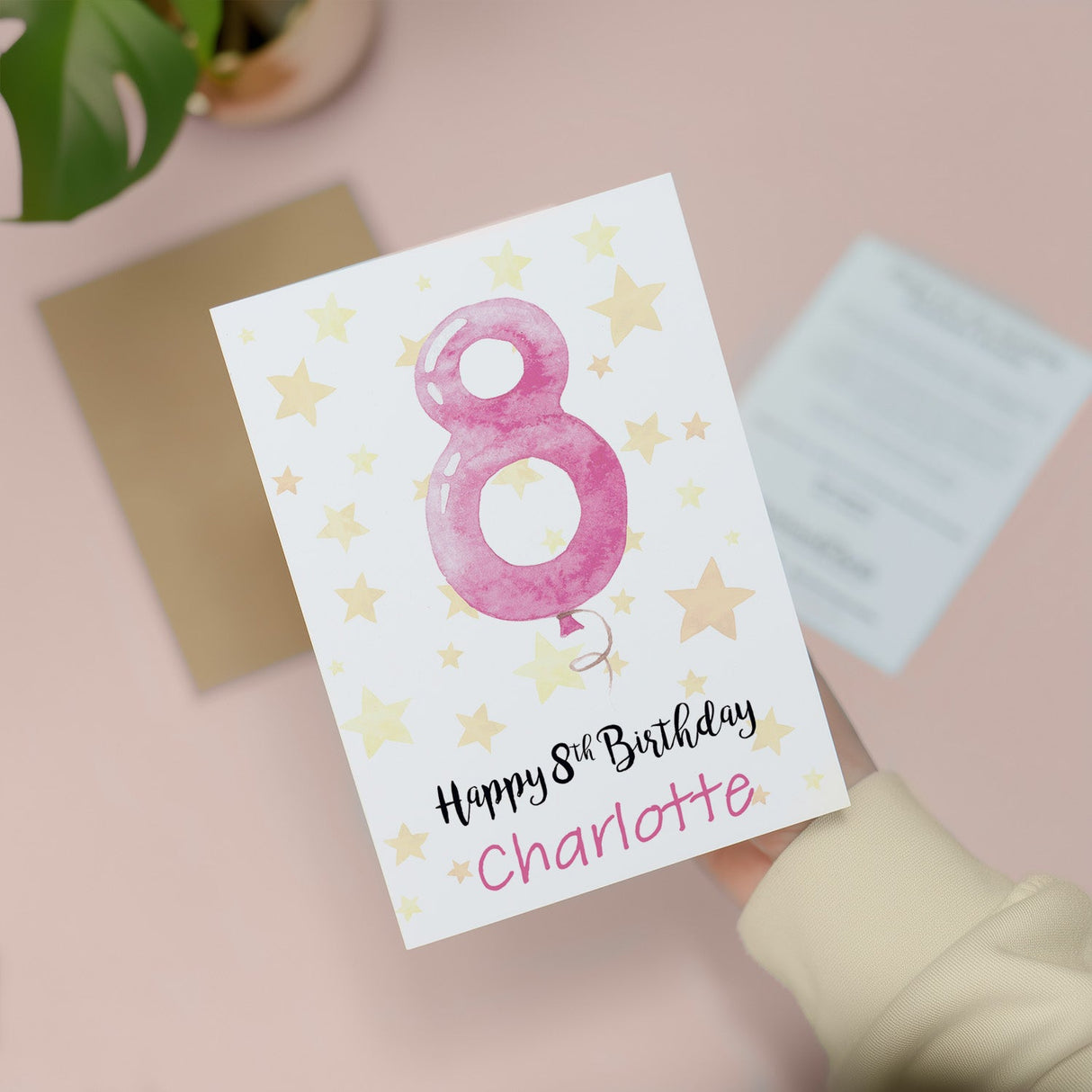 Custom 8th Birthday Card Personalisable For Girl Child Name Eighth Birthday