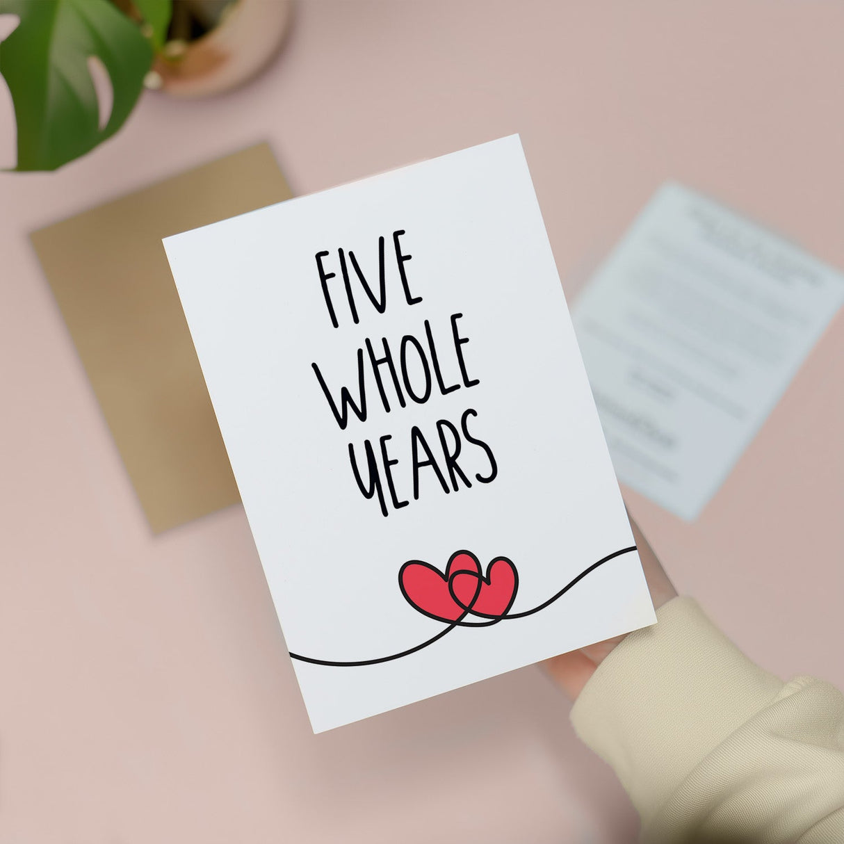 5 Year Anniversary Card for Husband Wife Boyfriend Girlfriend Wedding