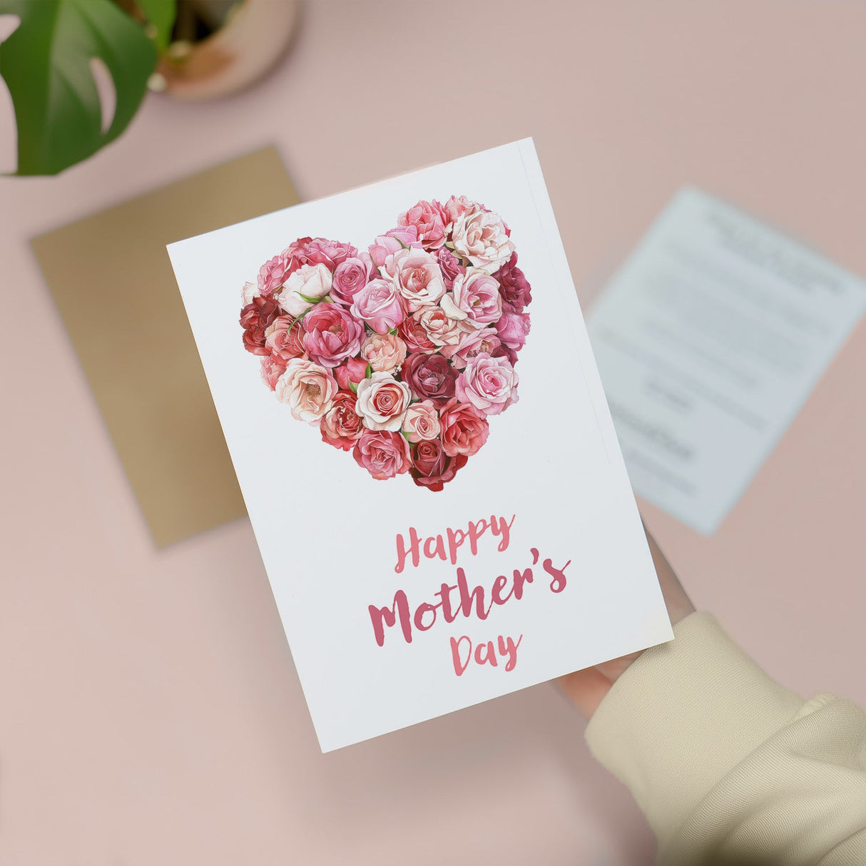 Mothers Day Card For Mum Mom Rose Heart Happy Mothering Sunday Mummy Mommy