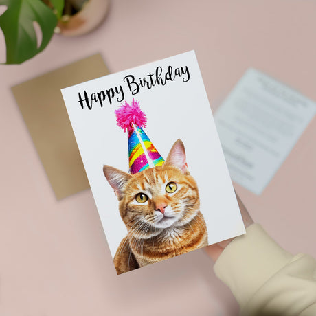 Ginger Cat Birthday Card for Her Him Friend Mum Sister Brother Dad