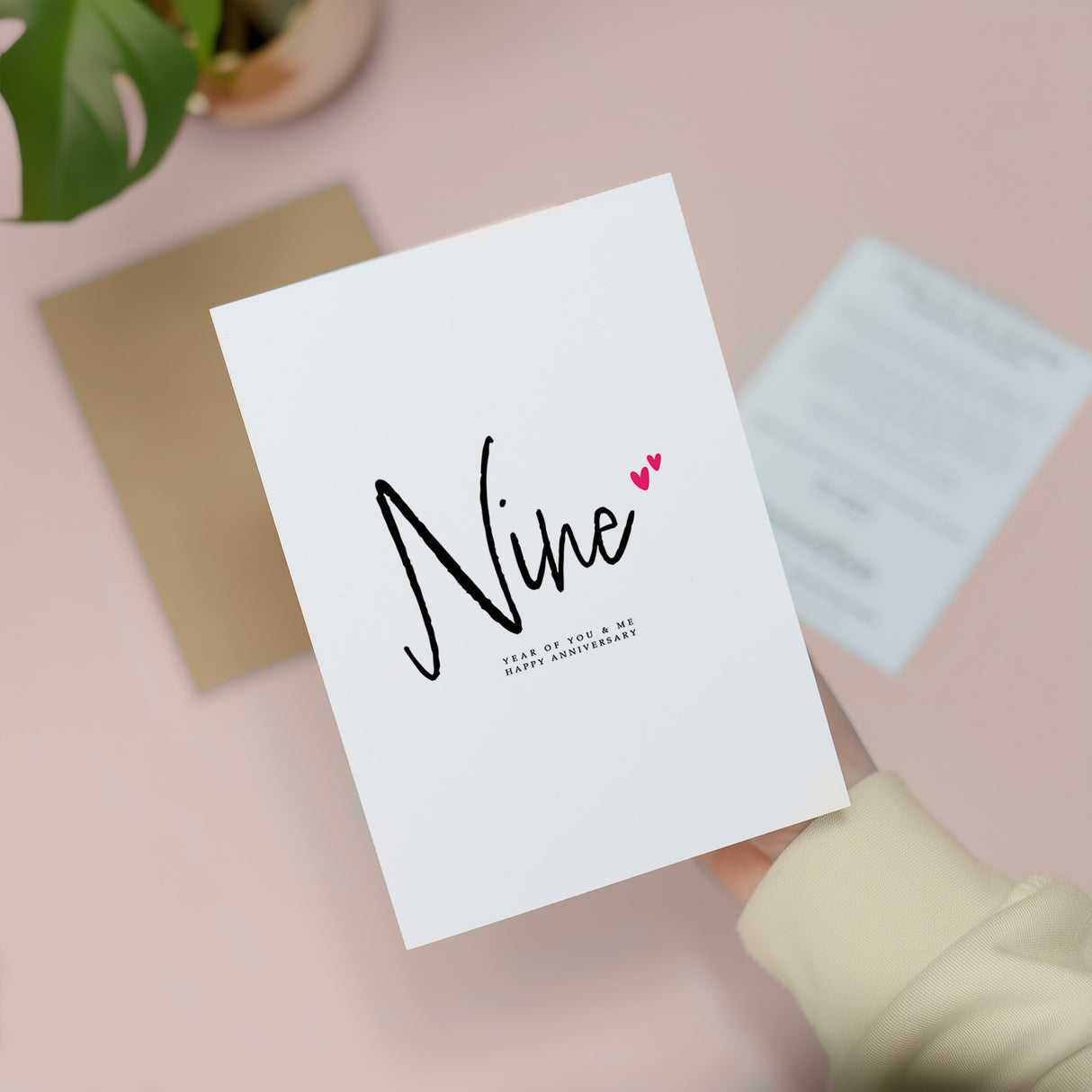 9 Year Anniversary Card for Husband Wife Boyfriend Girlfriend Wedding