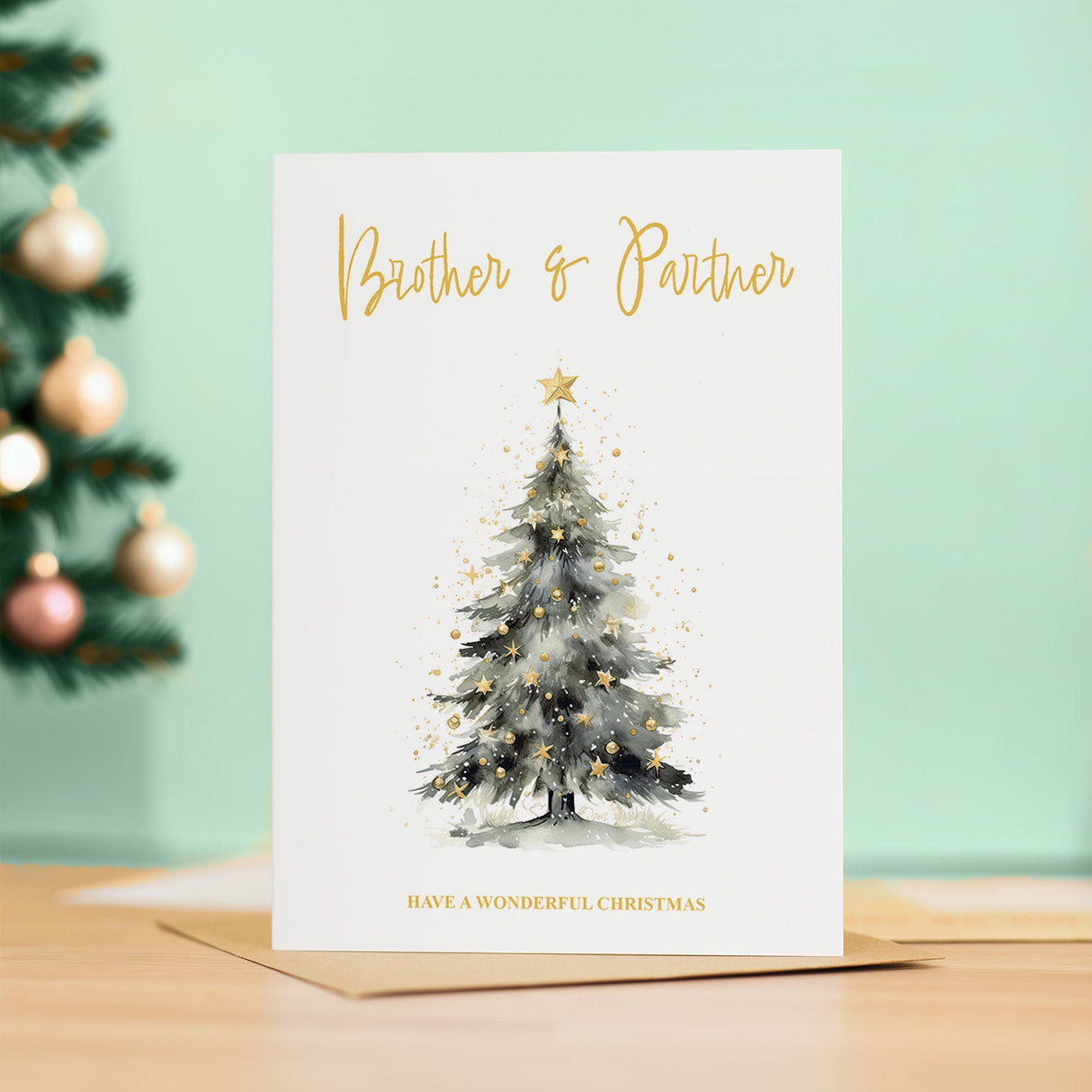 Christmas Tree Card for Brother and Partner Xmas Love Card