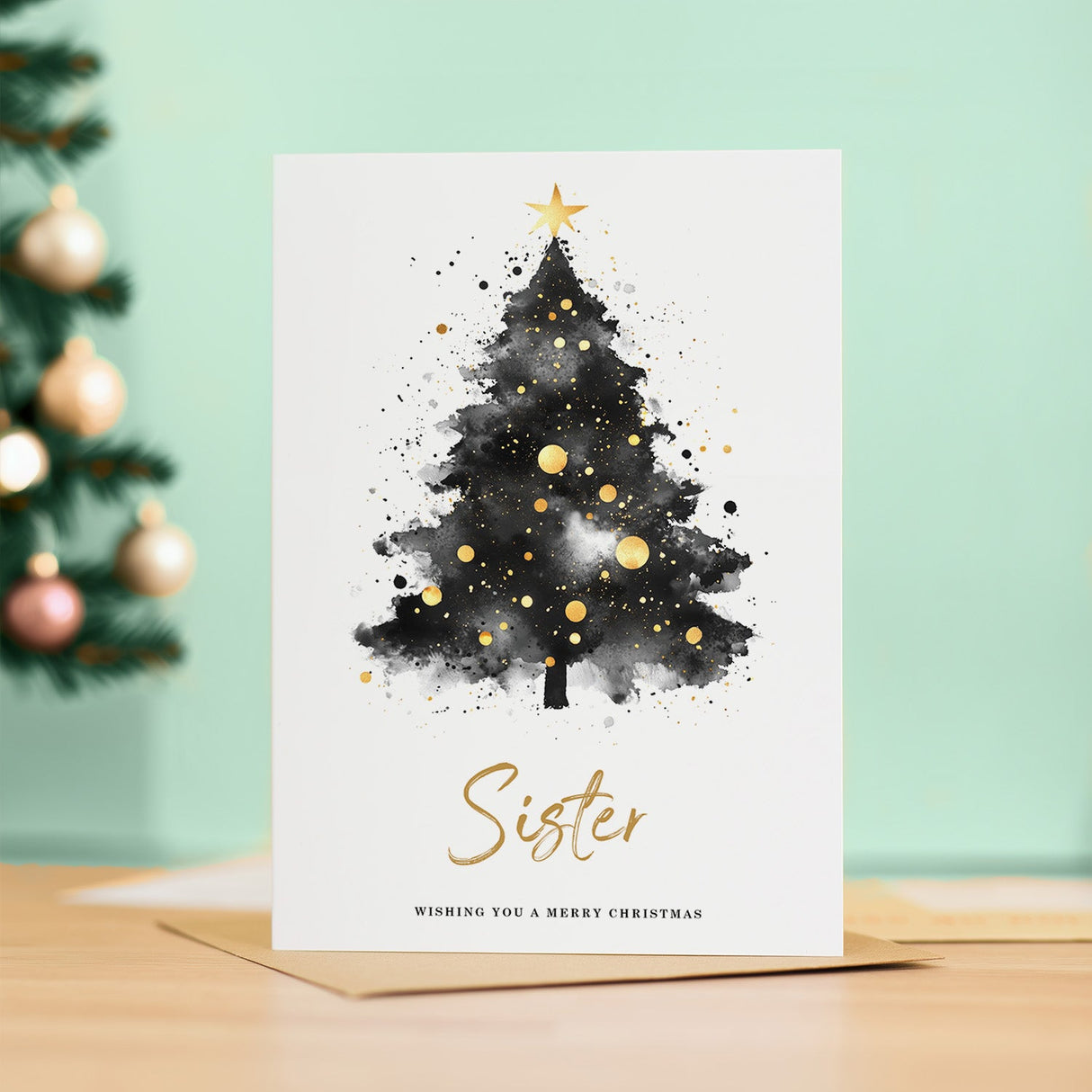 Sister Christmas Card Merry Christmas Tree Greeting Card