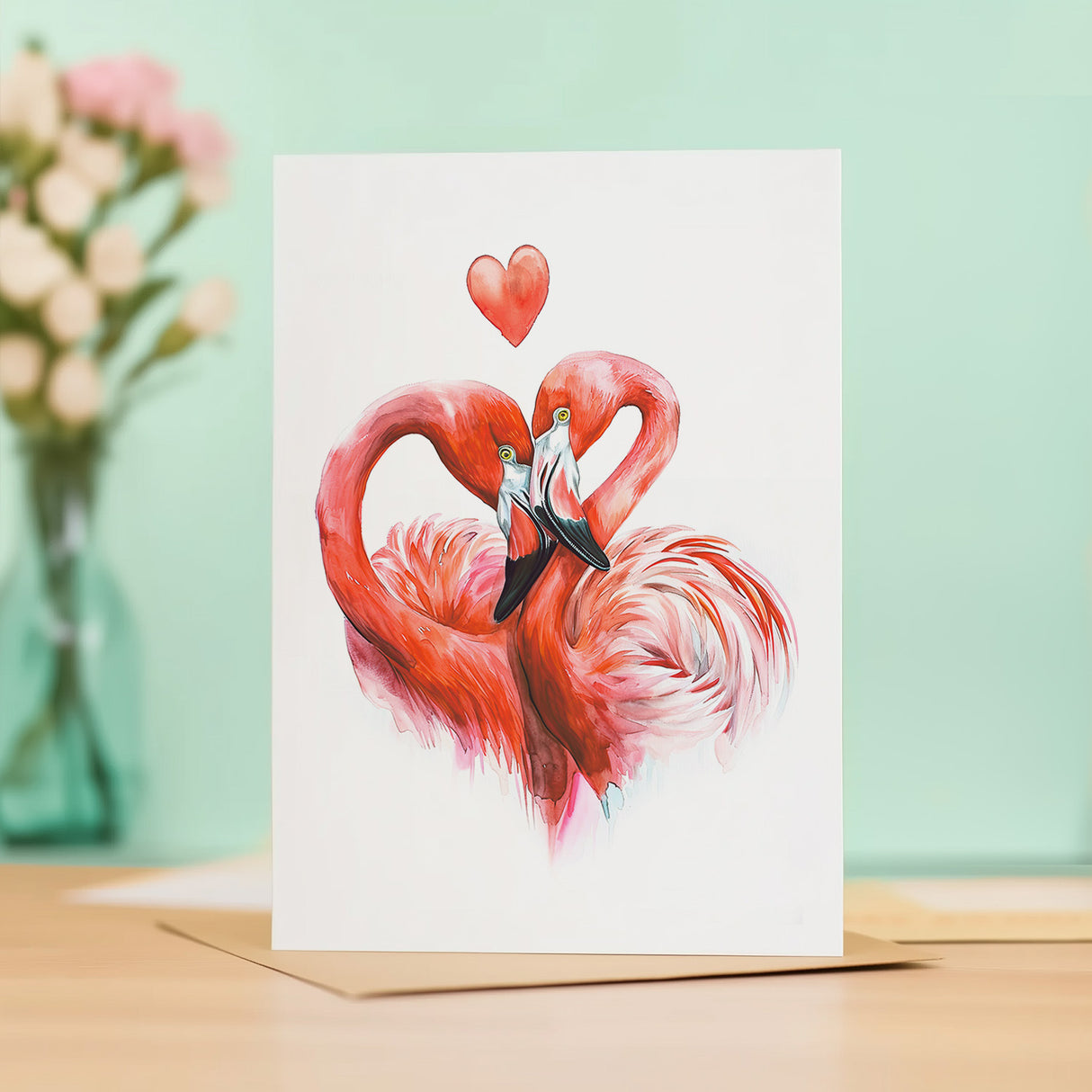 Valentines Anniversary Card for Wife Husband Boyfriend Girlfriend Flamingo Love