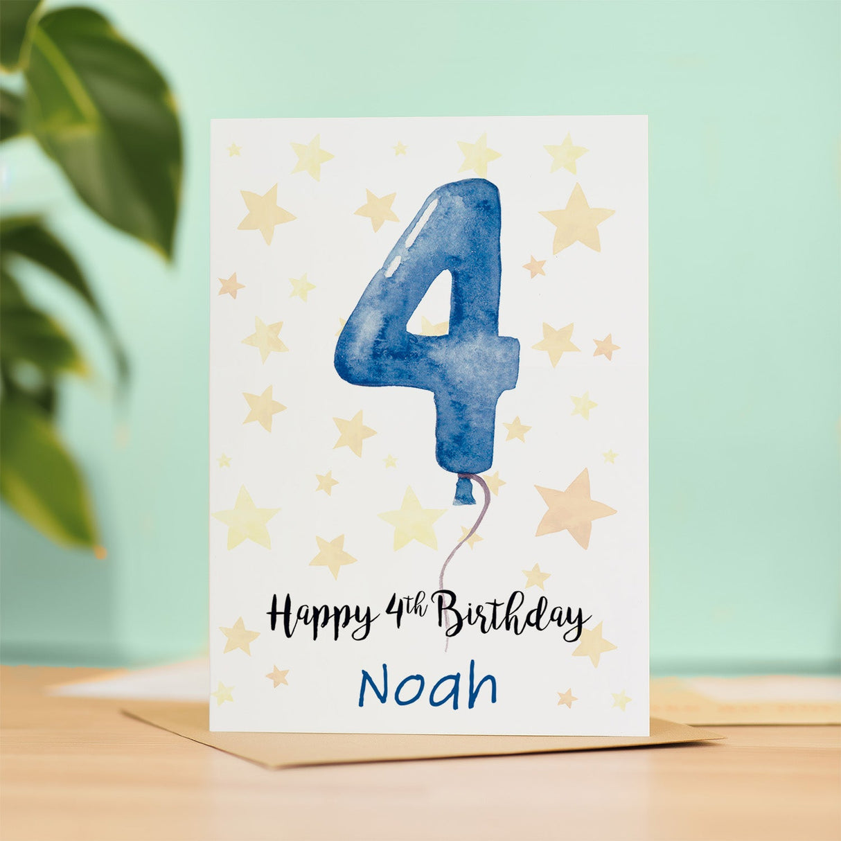 Custom 4th Birthday Card for Boy Personalized Name Child Fourth Celebration
