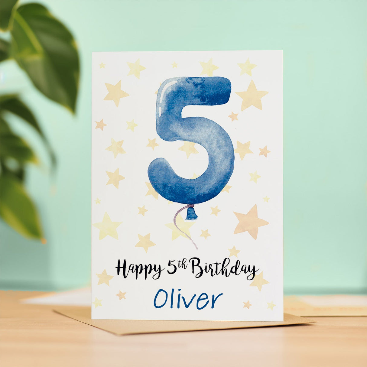 Customisable 5th Birthday Boy Card with Custom Name Fifth Birthday Child Card