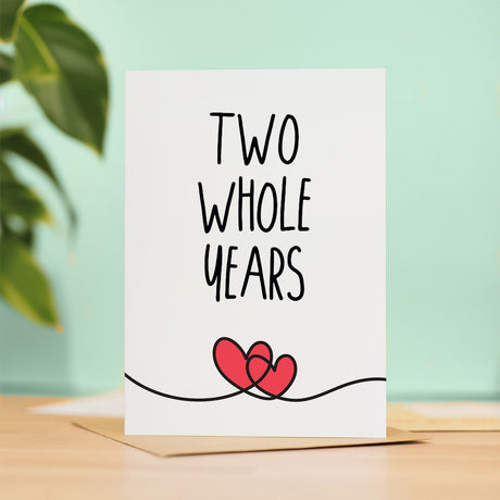 2 Year Anniversary Card for Husband Wife Boyfriend Girlfriend Second Wedding