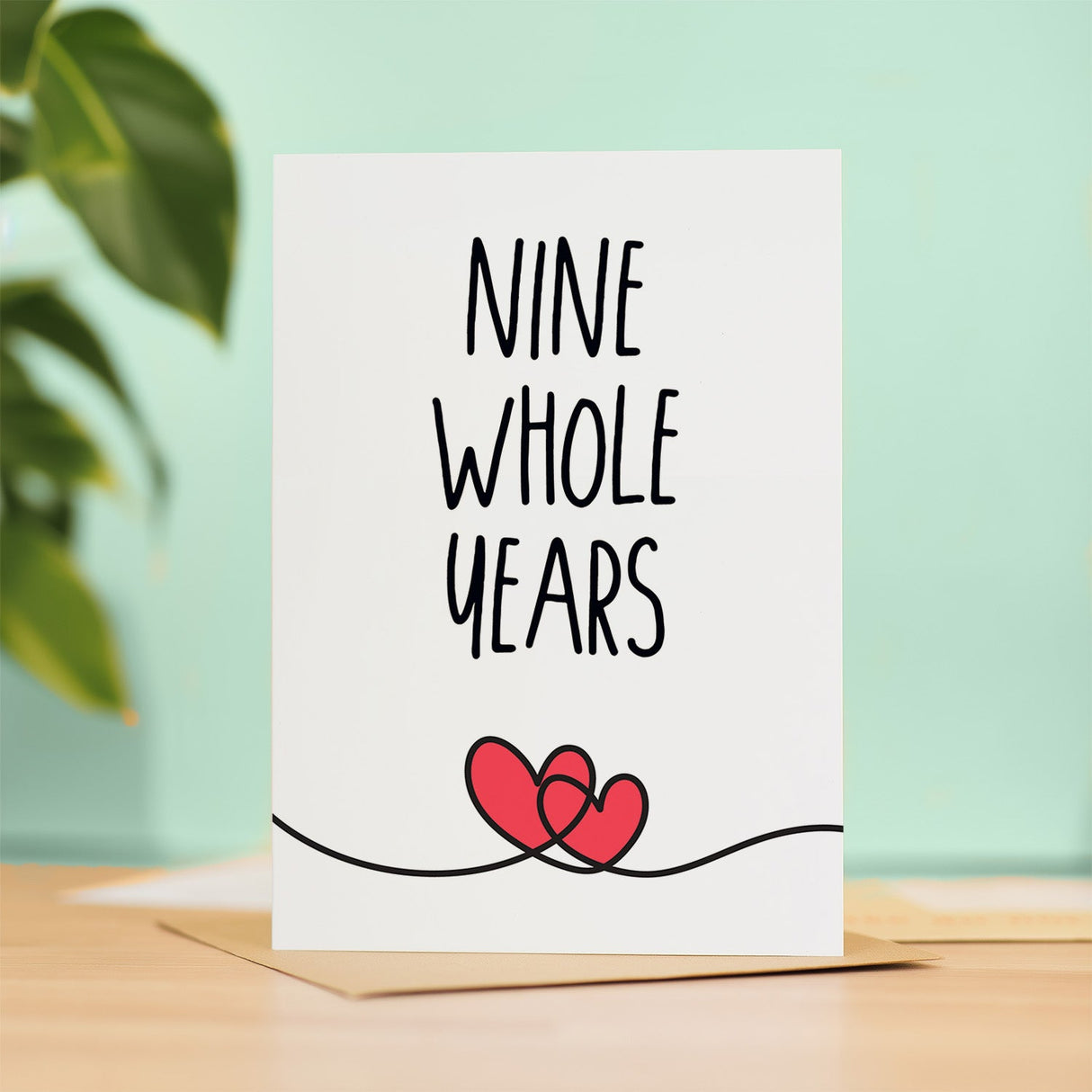 9 Year Anniversary Card for Husband Wife Boyfriend Girlfriend Wedding