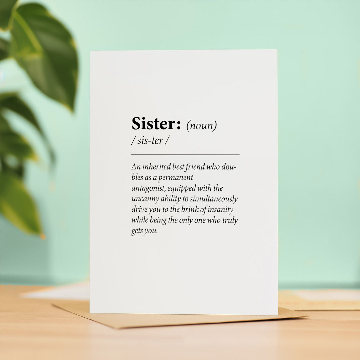Sister Birthday Card Fun Dictionary Quote Custom Message Funny