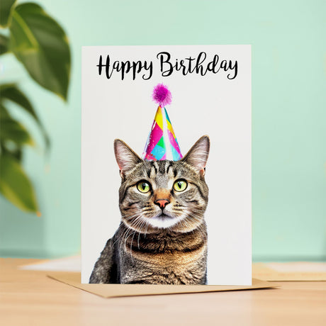 Tabby Cat Birthday Card for Mum Sister Brother Dad Friend Her Him Fun Card