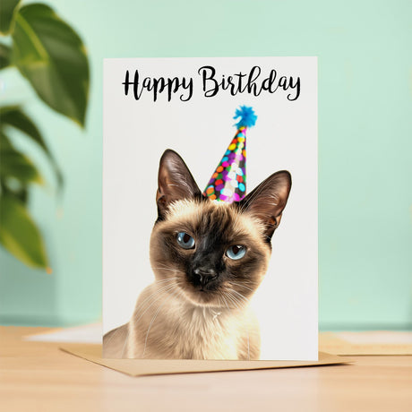 Siamese Cat Birthday Card for Friend Son Daughter Him Her Anyone