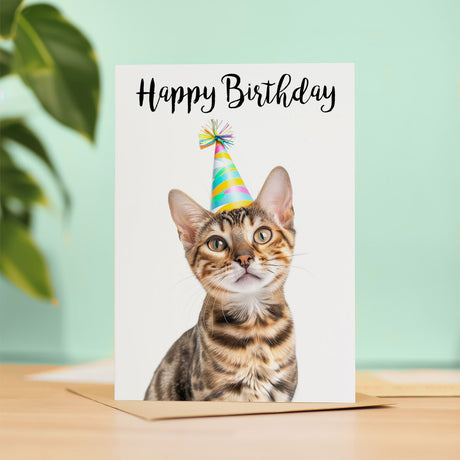 Bengal Cat Birthday Card For Anyone Friend Her Him Son Daughter