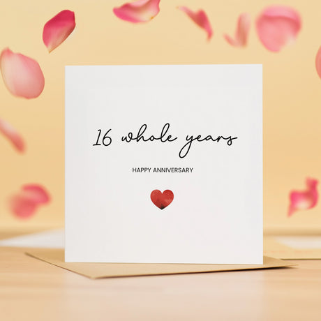 16th Anniversary Card, Perfect for Wife, Husband, Girlfriend or Boyfriend