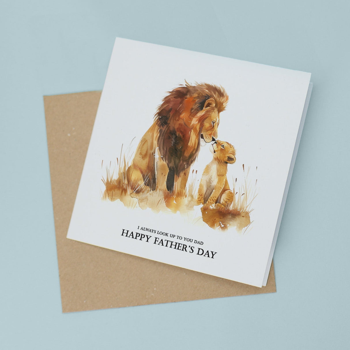Fathers Day Card Lion Cub Illustration Always Look Up To You Dad Gift
