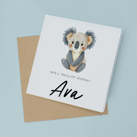 Kids Birthday Card Koala Personalised Childs Customisable Cute For Children