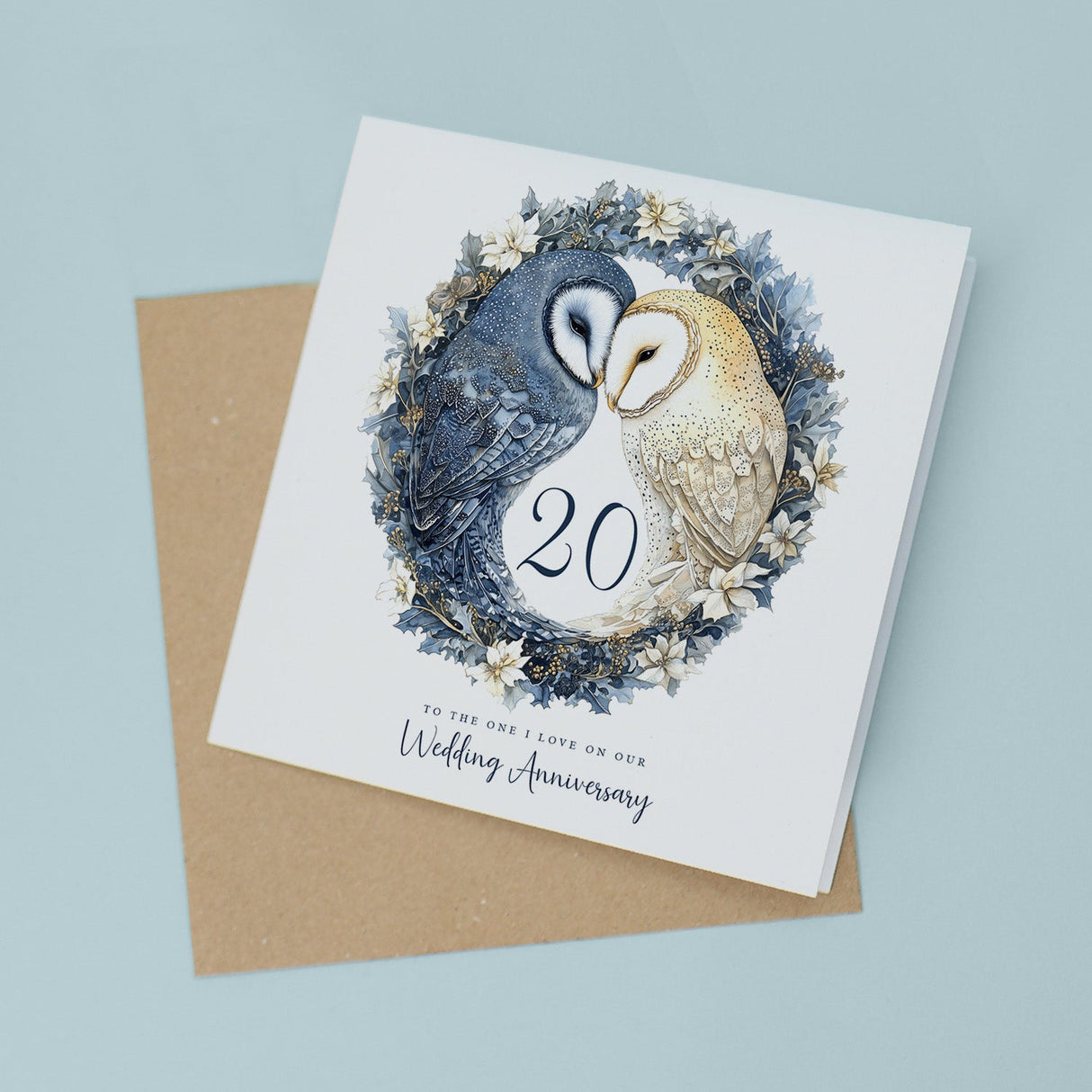 20th Wedding Anniversary Card Pretty Owl Design 20 Year China Wedding Card