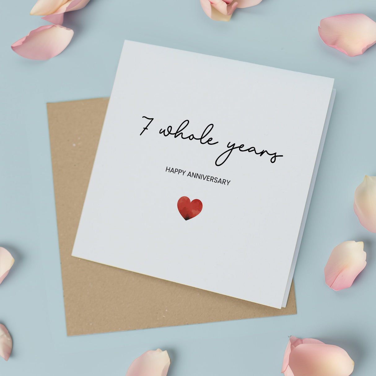 7th Anniversary Card, For Wife, Husband, Girlfriend, Boyfriend, Modern Gesture