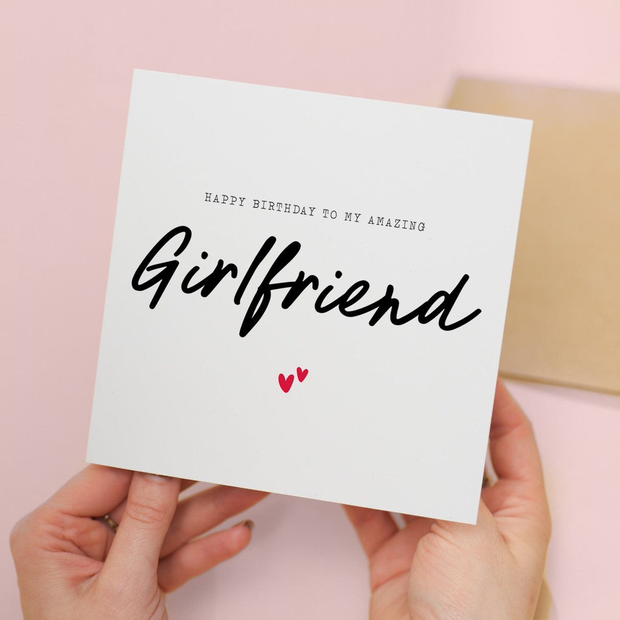Girlfriend Birthday Card Love Hearts Simple Happy Amazing Celebration