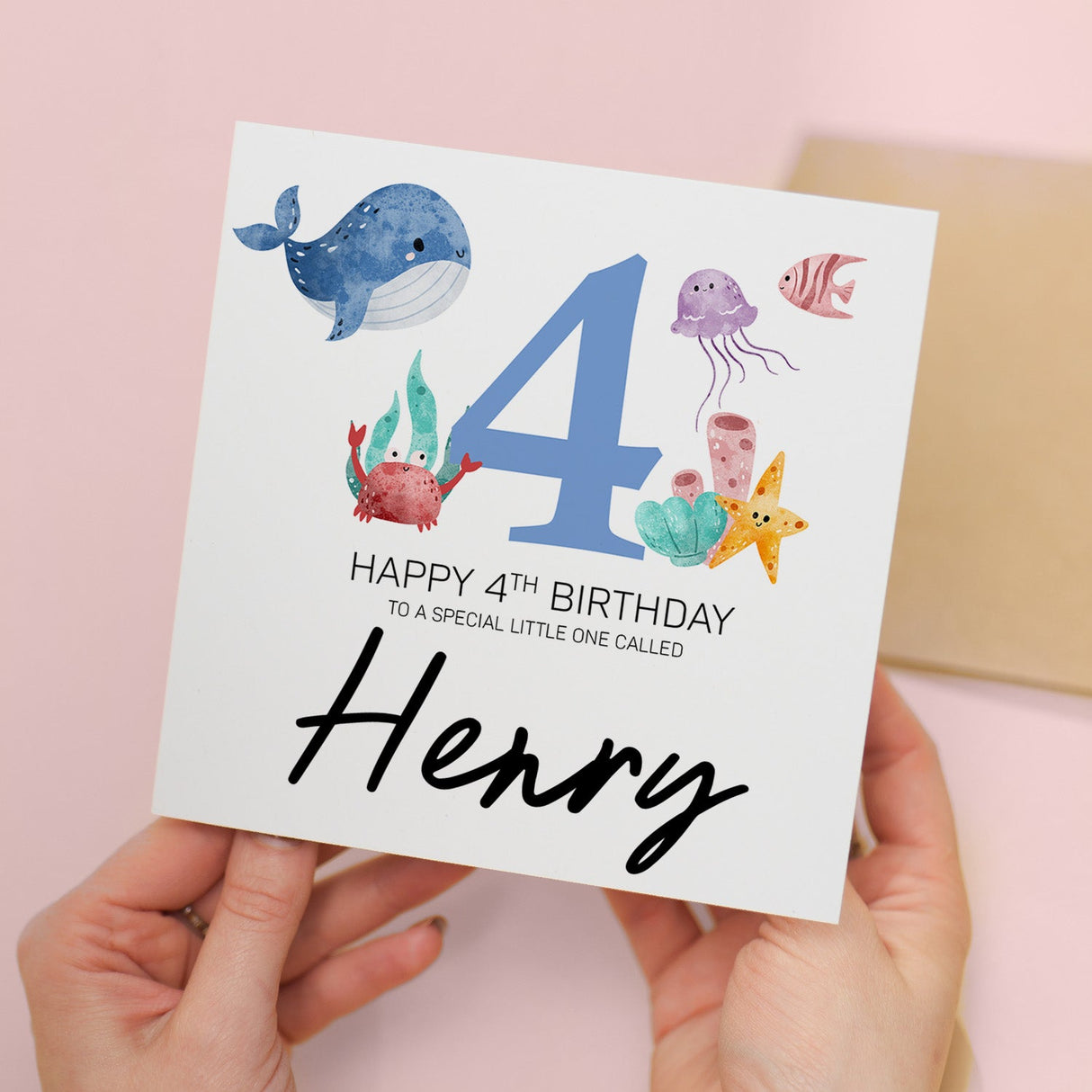 Personalised 6th Birthday Card Sealife Theme Boy Girl Custom Six Years Card