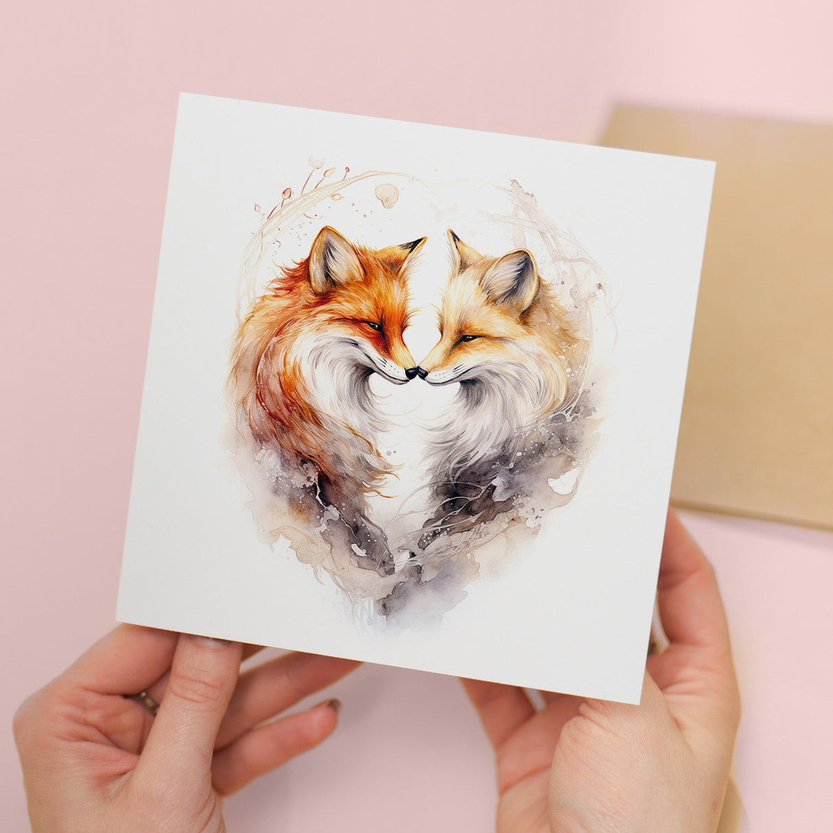 Valentines Anniversary Card for Wife Husband Boyfriend Girlfriend Fox Heart