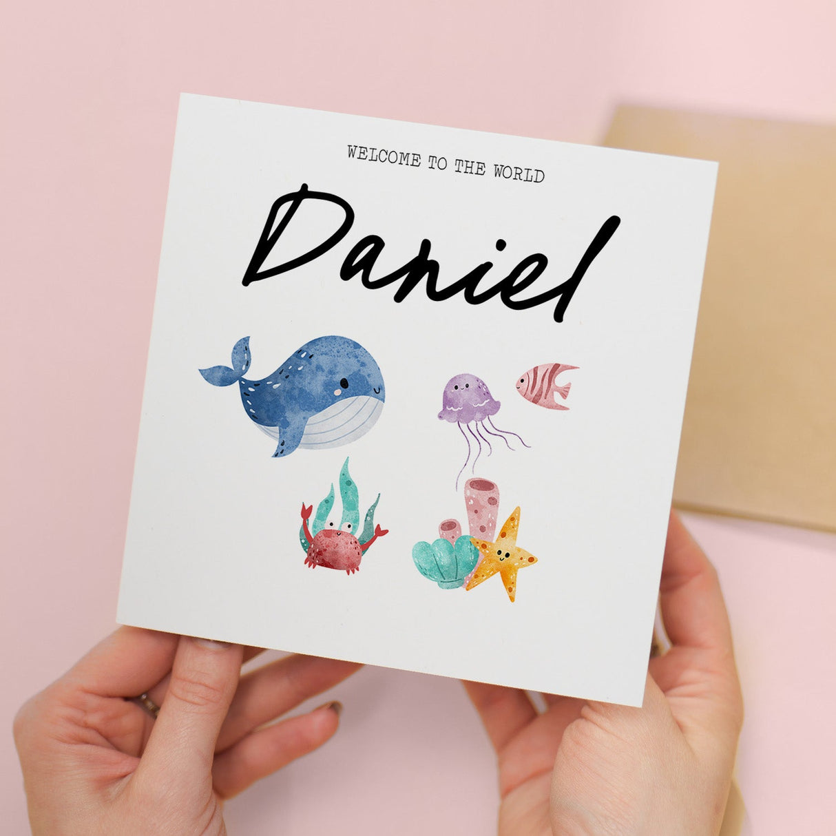 Personalised Sea Ocean Themed Baby Card Boy Girl Welcome To The World