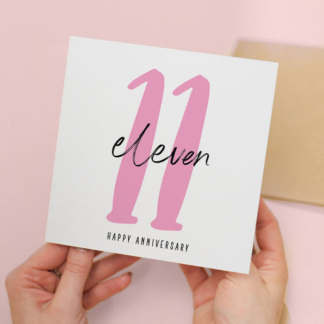 11th Wedding Anniversary Card for Him or Her Wife Husband 11 Year Card