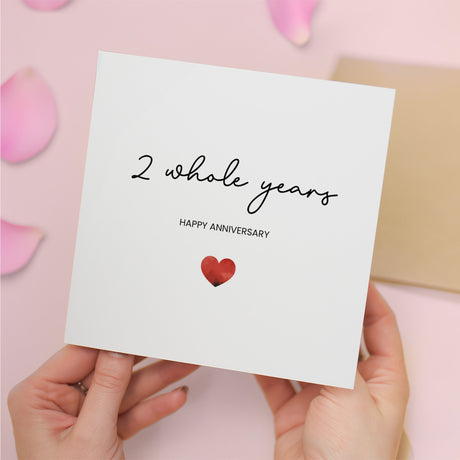 2nd Anniversary Card, For Wife or Husband, Girlfriend or Boyfriend