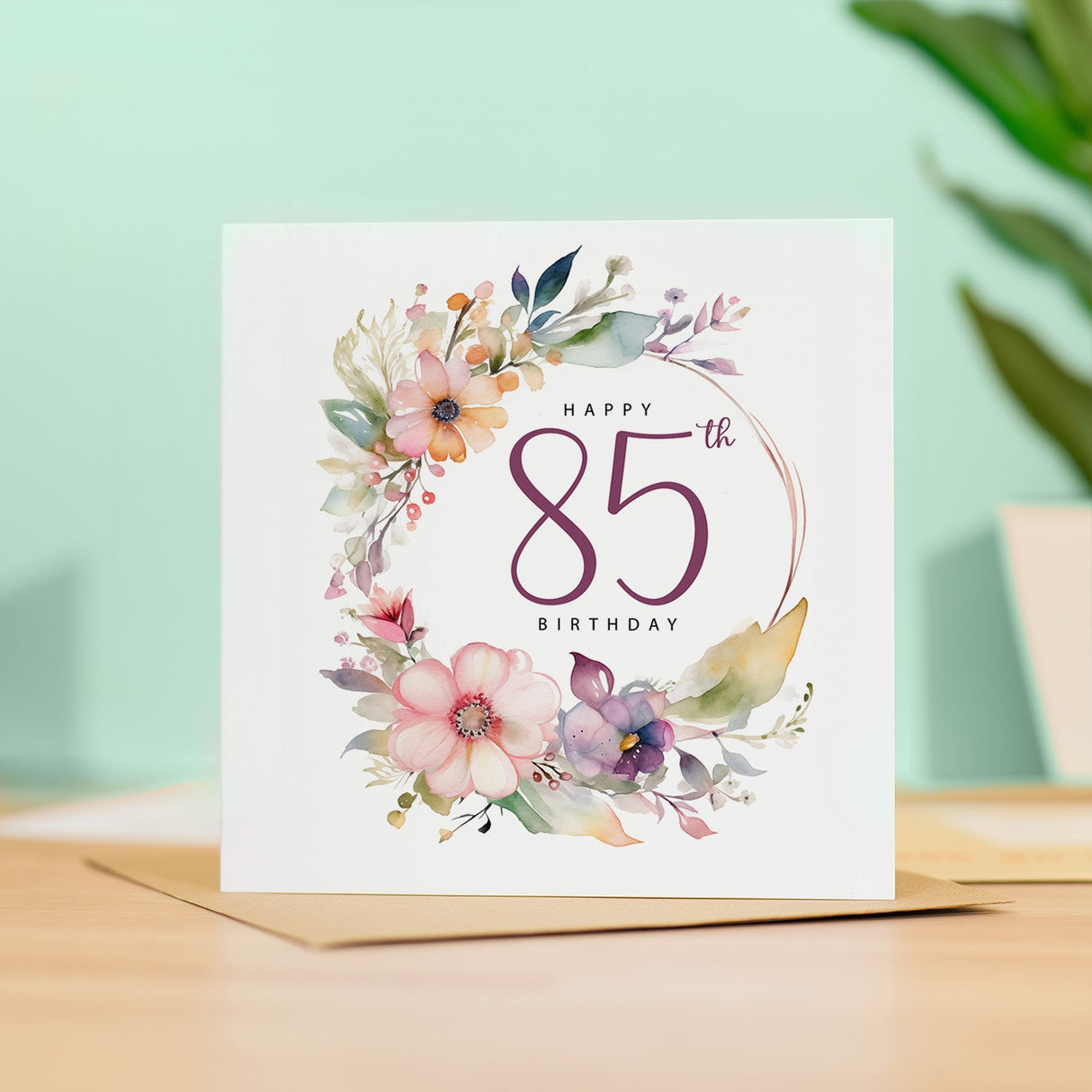 85th Birthday Card Floral For Her Mum Aunt Friend Gran Grandma Eighty Five