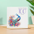 100th Birthday Card Peacock Design for Mum Gran Friend Hundredth Celebration